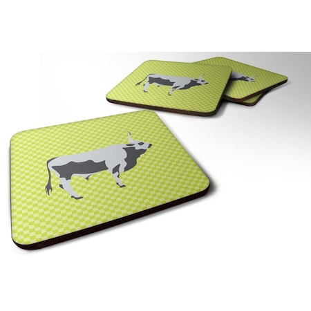 Hungarian Grey Steppe Cow Green Foam Coaster, Set Of 4